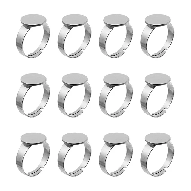 20 piezas de anillo redondo en blanco para la fabricación de joyas de plata