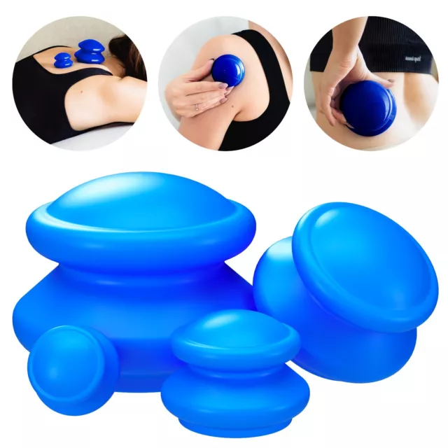 Schröpfset 4x Silikon Schröpfköpfe Anti Cellulite Massagegerät Cupping Set