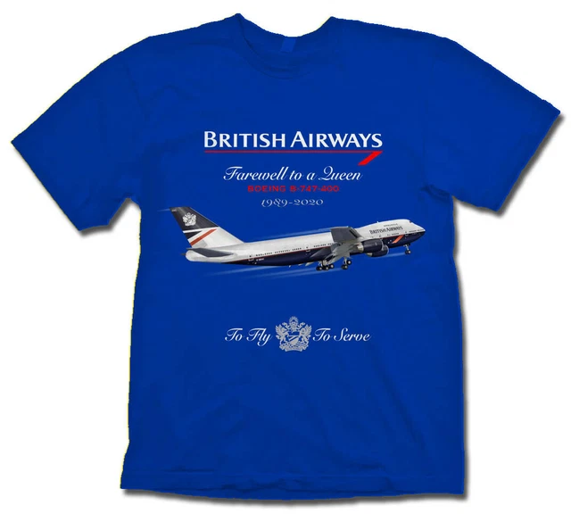 BRITISH AIRWAYS BOEING 747 Landor Retirement TShirt BA Planespotting