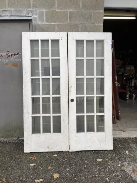 MARW 18 pair painted antique French doors 60 x 80 x 1.75 Oak