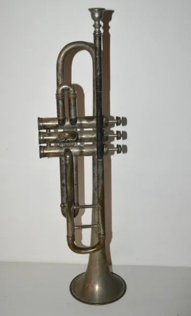 Ancien instrument à vent piston musique cuivre TROMPETTE DOLNET PARIS EMPEROR