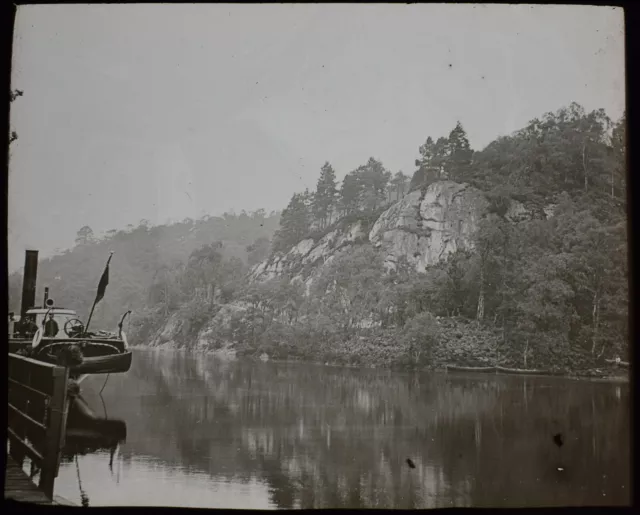 Magic Lantern Slide STEAMER NEAR ELLENS ISLE C1897 VICTORIAN PHOTO SCOTLAND