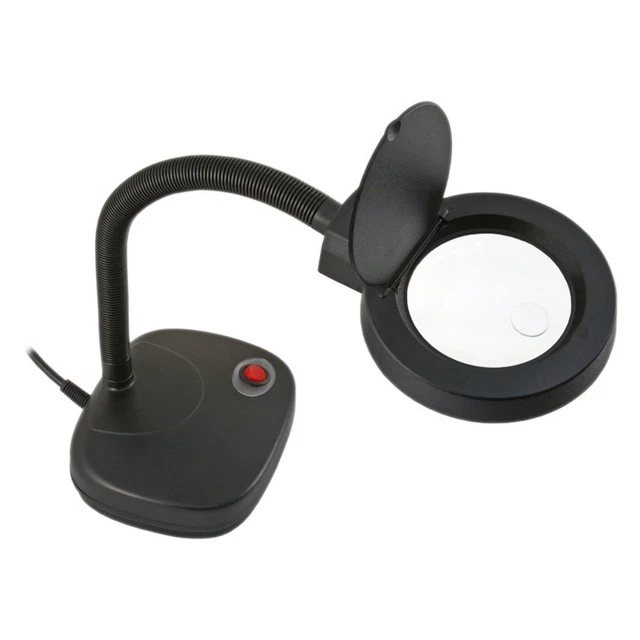 Desktop Magnifying Lamp Mag Glass 8.5cm Aoyue Black Bench Table Inspection Light