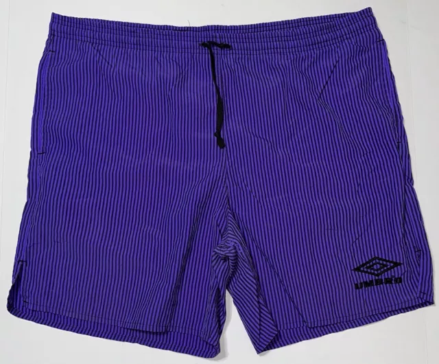 Vintage Umbro Soccer Shorts Men’s Adult Medium 6” Inseam Nylon Purple Striped