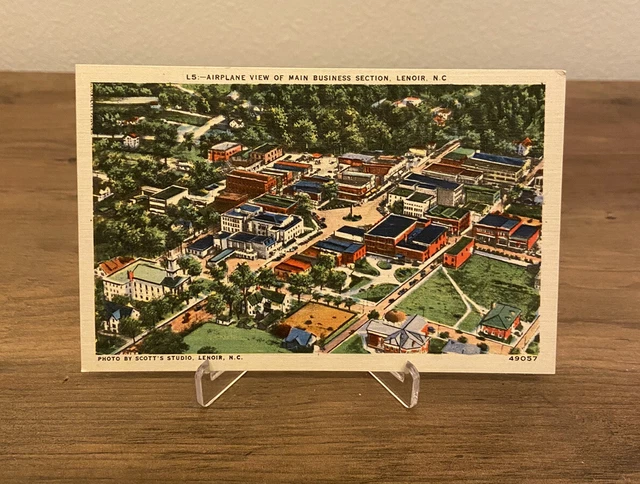 VTG Postcard Lenoir North Carolina "Airplane View Of Main Business Section"