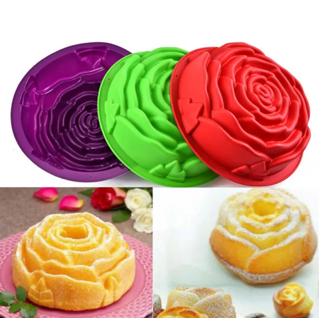 Rose Flower Silicone Cake Chocolate Baking Tin Mold Nonstick Bakeware Pan Mould