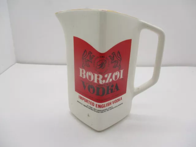 Vintage Borzoi Imported English Vodka Porcelain Pitcher