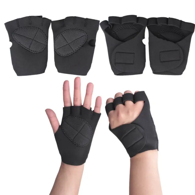 1Pair Neoprene Weight Lifting Training Glove Workout GYM Fingerless Gloves 17