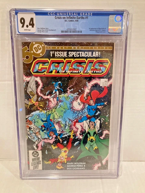 Crisis on Infinite Earths #1 CGC 9.4 white pages DC 1985 Blue Beetle