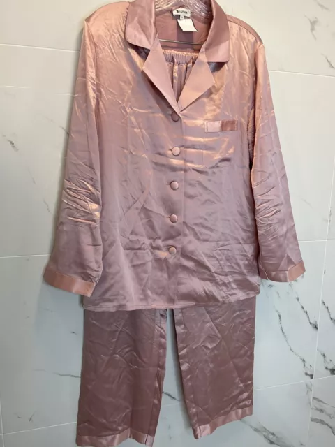 LilySilk Mulberry Silk Pajamas for Women Button Up Pink Pajamas Set Size M EUC