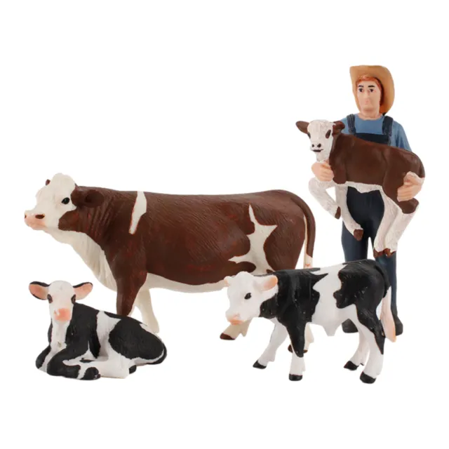 4PCS Farm Calf Figures Mini Milk Cow Cattle Bull Animal Model Figurine Toy Gift