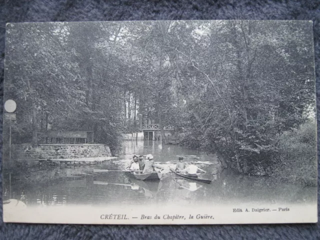 cpa Creteil 94 val de marne bras du Chapitre La Guière ile de la Guyère barque