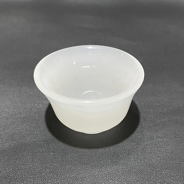 Chinese Exquisite White jade handcarved cup teacup