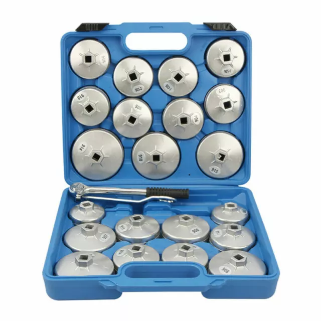 23Pcs Cup Type Aluminium Oil Filter Wrench Removal Socket Remover Tool Set Kit