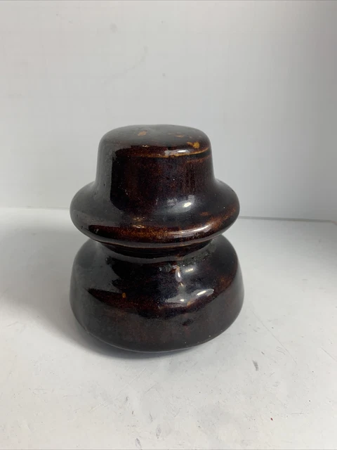 Vintage Power Line Electrical Porcelain Ceramic Brown Insulator