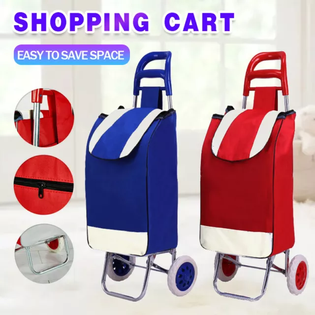 Au 1X  Shopping Cart Carts Trolley Foldable Bags Luggage Wheels Folding Basket