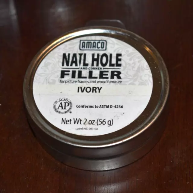 Amaco Nail Hole and Corner Filler for Wood, 2 oz Tin ~ IVORY