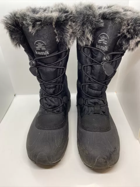 Kamik Women's Momentum Boots Winter Snow Waterproof Faux Fur Lined Black Size 8