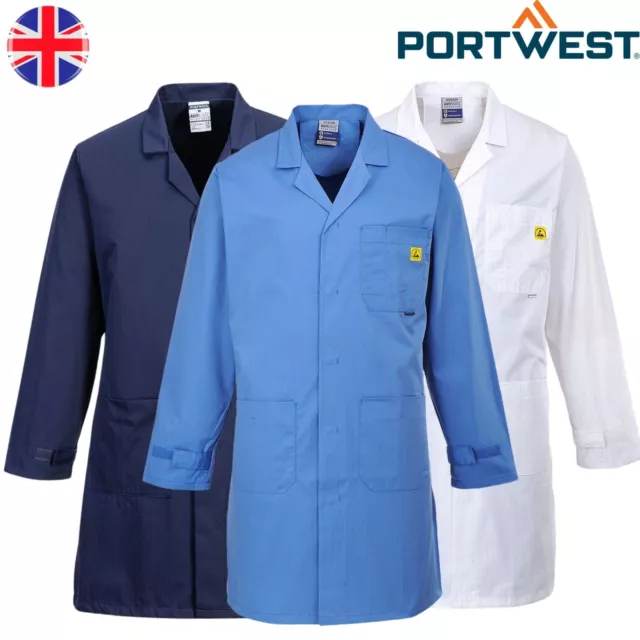 Portwest Anti-Static Lab Coat Jacket Nursing Medical Laboratory Uniform Overall