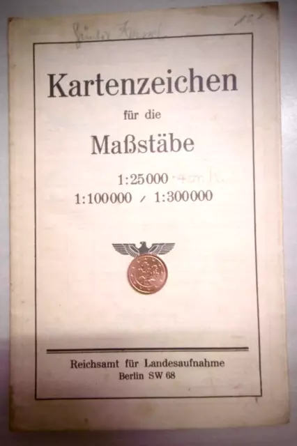 Altes Heft / Prospekt "Kartenzeichen", Reichsamt für Landesaufnahme Berlin