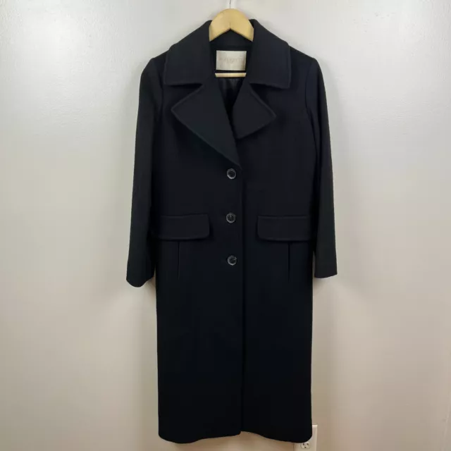 Fleurette Loro Piana Wool Coat Womens Size 2 Black Long Overcoat Lined Winter