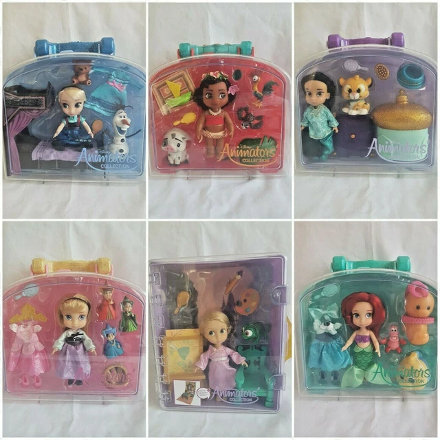DISNEY ANIMATORS MINI Doll Playset Jasmine, Rapunzel, Aurora, Elsa