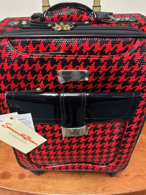 New Samantha Brown Houndstooth  20" Carry On Red / Black Color Spinner 2