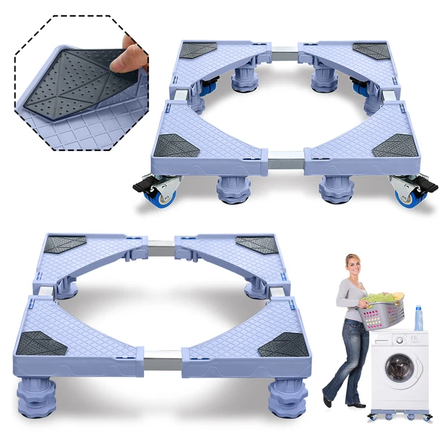 Waschmaschinen Untergestell Doppel 124x55x30 Cm, Waschmaschinen Erhöhung Eisen Waschmaschinensockel Mit Anti-Rutsch-Gummifüße Podest Für Waschmaschine Trockner Kühlschrank Tragfähigkeit 150 Kg | DE