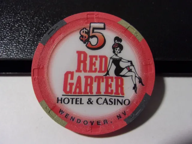 RED GARTER HOTEL CASINO $5 hotel casino gaming poker chip - Wendover, NV