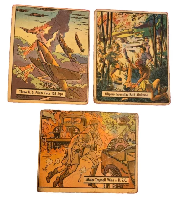 1942 War Gum trading card lot - 3 Cards - #29, #35, #38