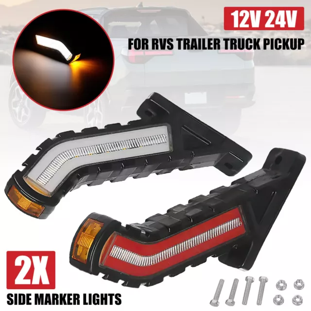 Led Side Marker Lights Neon Outline Red Amber White Trailer Lorry Truck 12V 24V