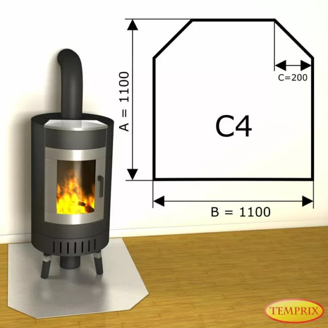 Kamin Bodenplatte Funkenschutz Kaminplatte Edelstahl Ofen Platte Ofenblech - C4