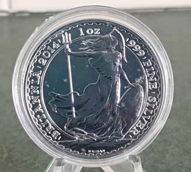 2014 SILBER 1oz BRITLAND £2 PFUND 0,999 MÜNZE IN SCHUTZKAPSELN