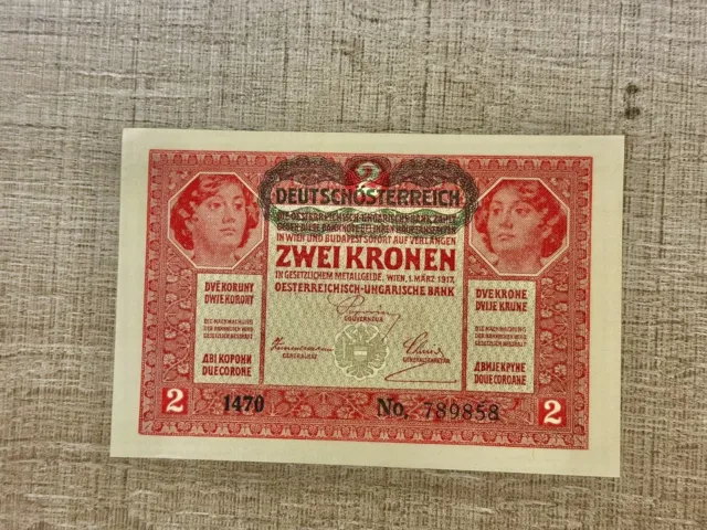 Austria Hungary 2 kronen korona - 1917 . Original. UNC 2