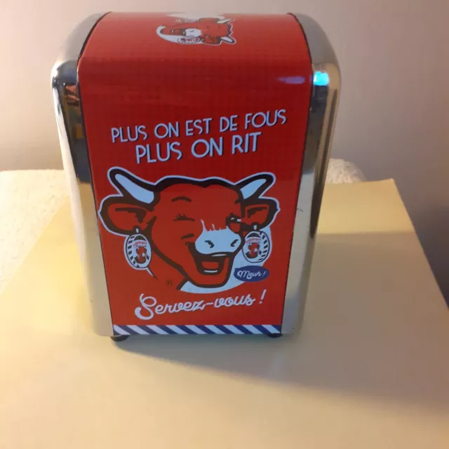 DISTRIBUTEUR de SERVIETTES  en METAL, COLLECTOR "VACHE QUI RIT" , type FAST FOOD