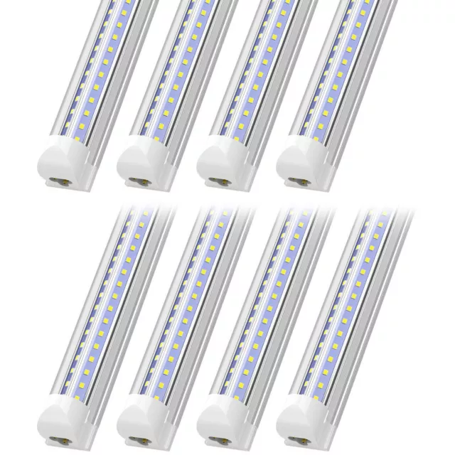 8 Pack LED Shop Light Fixture 2FT 3FT 4FT 5FT 6FT 8FT T8 6500K Tube Light Bulb