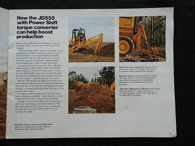 1975 John Deere "Jd555 Crawler Loader Tractor" Sales Catalog Brochure Very Good 3