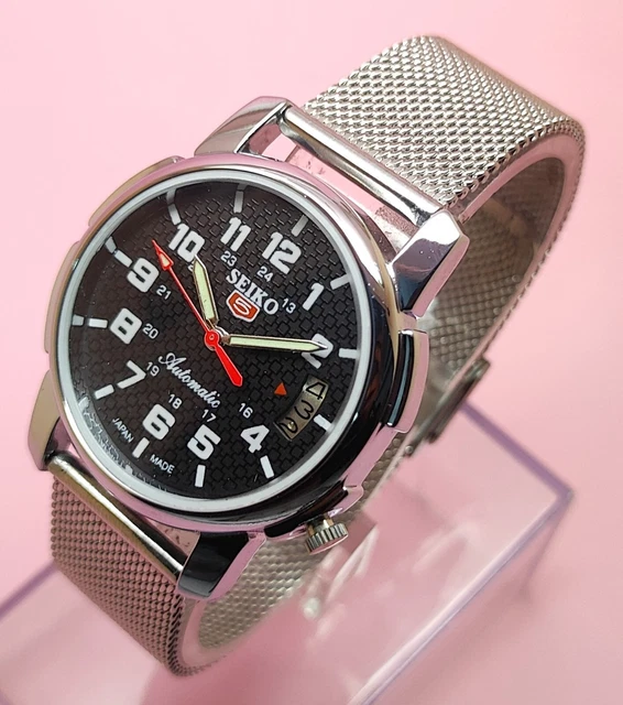 Seiko 5 automatic men's steel day/date vintage japan made watch run order