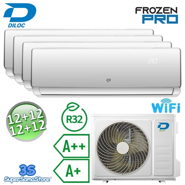 3S CLIMATISEUR QUADRI SPLIT 3,5+3,5+3,5+3,5 Kw R32 A++/A+ DILOC FROZEN PRO WIFI