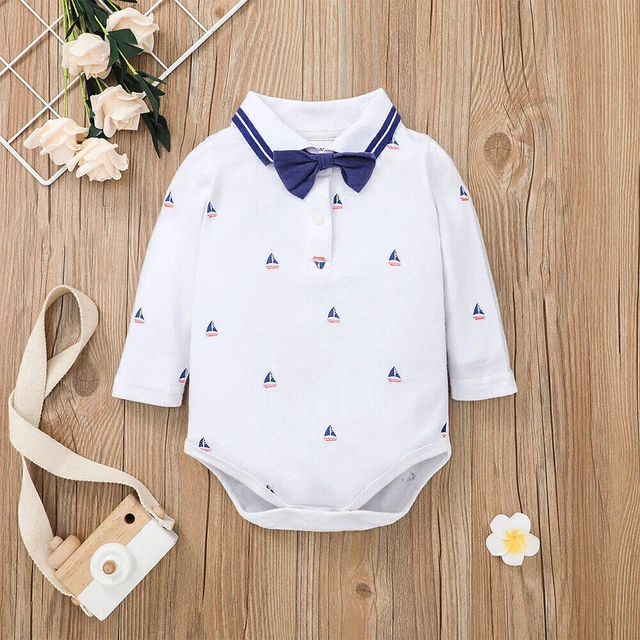 Neugeborenes Baby Jungen Kleidung Print Kragen Trainingsanzug Trägerhosen Outfit 5