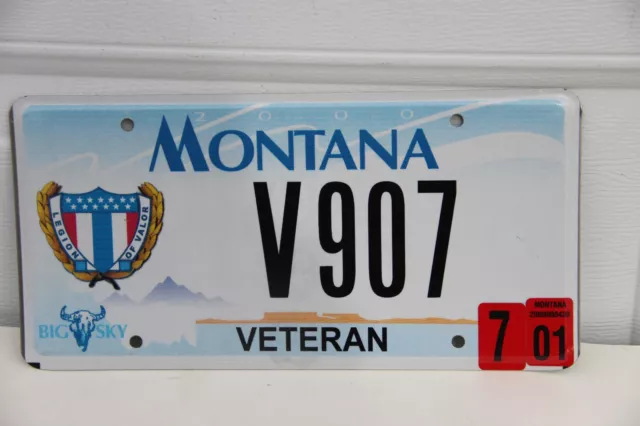 2000 Montana Legion of Valor Veteran License Plate ~V907 - 2001 STICKER