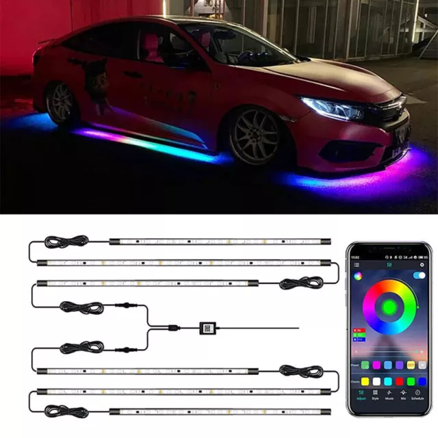 6x illuminazione sottoscocca auto RGB neon underglow atmosfera barra luminosa app LED