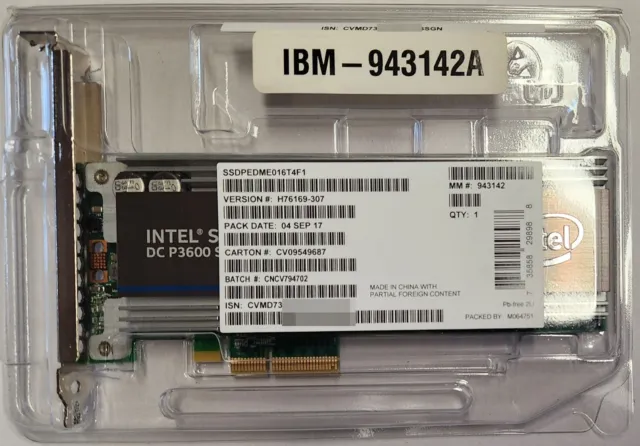 Intel HPE IBM P3600 1.6TB HHHL PCI-E NVMe SSD 100% Life Remaining SSDPEDME016T4F 2