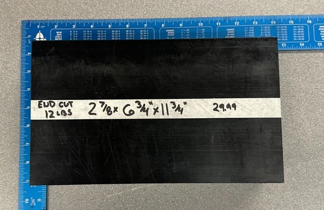 2 7/8" Thick DELRIN / ACETAL BLACK FLAT SHEET STOCK 2.875" x 6.75" x 11.75"