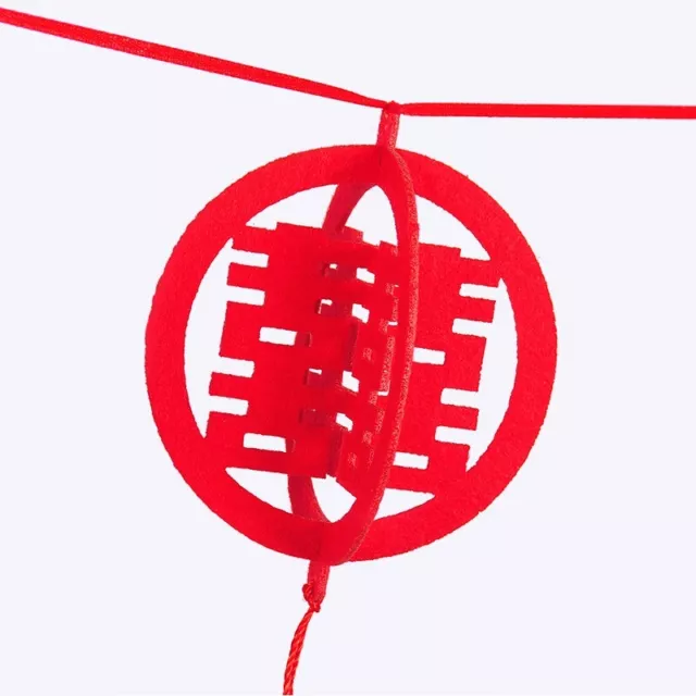 Double Happiness Vlies hängendes Banner für chinesische Hochzeit (rot 3D kreis 3