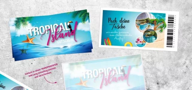 Gutschein Tropical Island, Ticket für Geburtstag, Ostern, Weihnachten  2