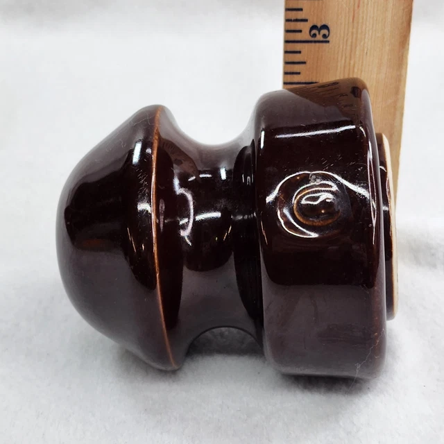 Ceramic Porcelain 3" Insulator Brown Glaze Mushroom Vintage Knob 8