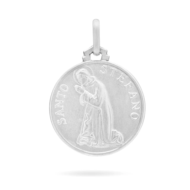 CATHOLIC PATRON SILVER medal of Saint Stephen Religious Pendant Made in ...