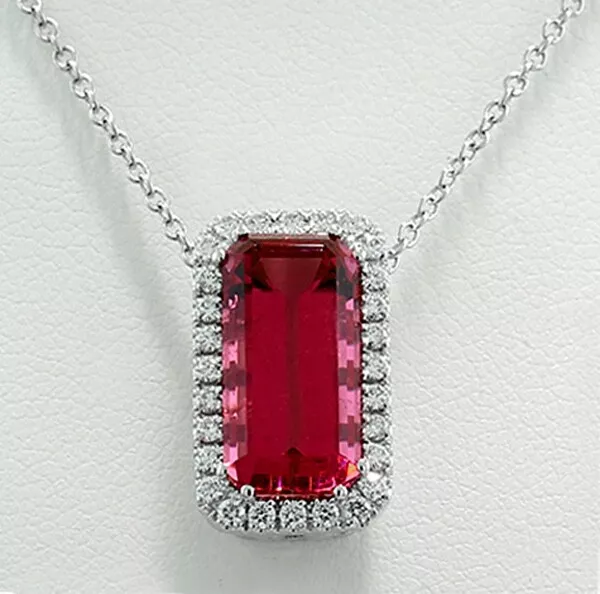 Chaîne Purpur-Pink Tourmaline Brillants Algt-Gutachten, 750-Weißgold Neuf