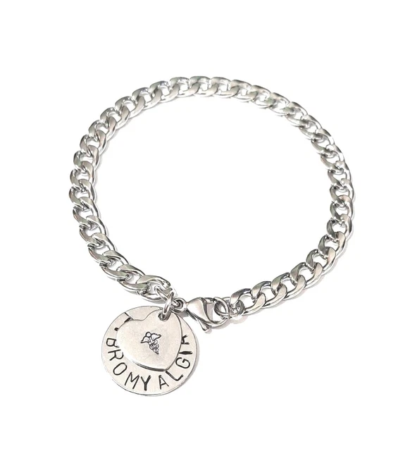 Pulsera de advertencia médica fuerte cadena de acero inoxidable y disco médico 9" XL